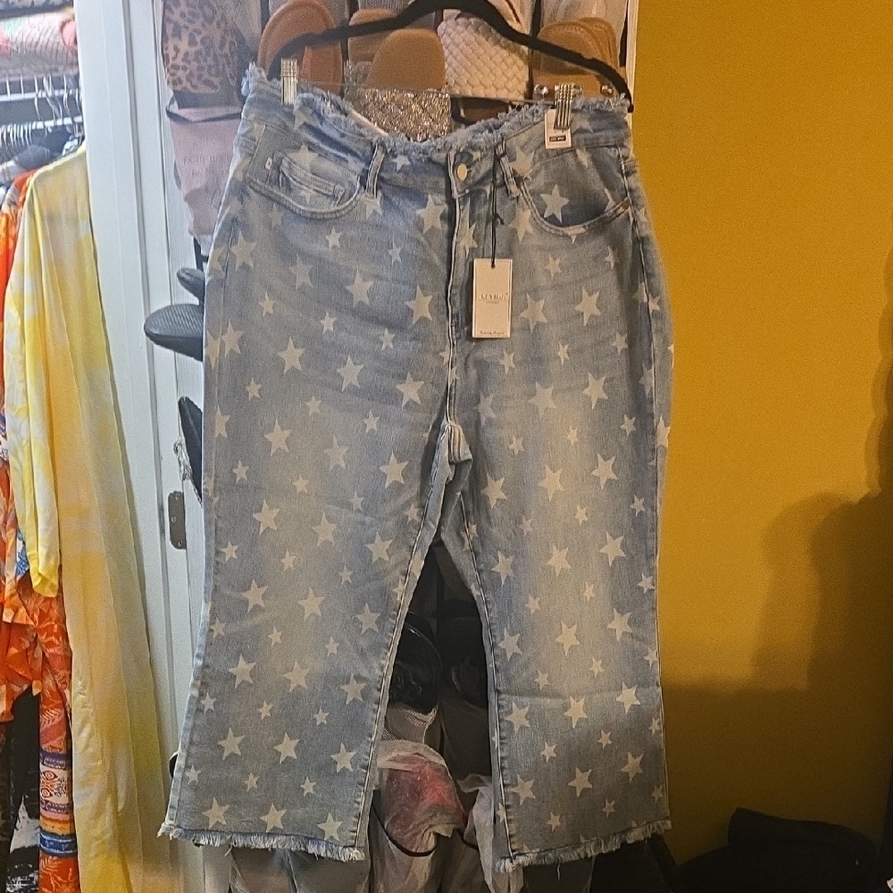Judy Blue Star NWT jeans frayed hem